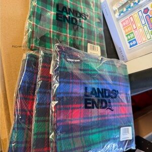 Lands' End Multicolor Plaid green pet bandana size small